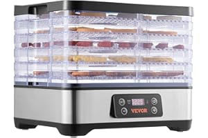 VEVOR Food Dehydrator Machine, 300W Electric Food Dryer 5 Food Grade Trays w/Digital Adjustable Timer & Temperature for Jerky