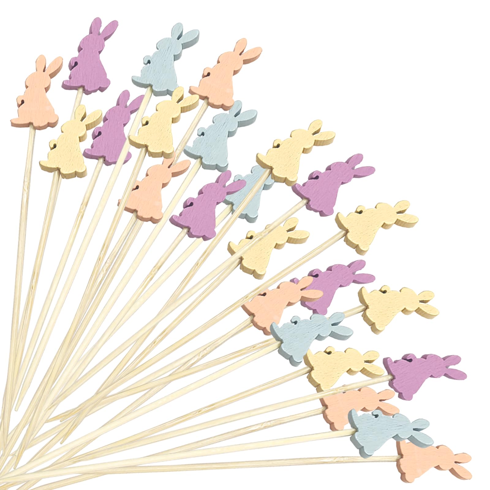 Photo 1 of 100 PCS Easter Cocktail Picks Easter Rabbit Skewers for Appetizers Holiday Toothpicks for Appetizers Cocktail Toothpicks Bamboo Sticks 4.7" Cocktail Appetizer Skewers Easter Decor (Multicolor)