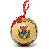 Scottish Thistle Bauble - Scotland Christmas Bauble Handcrafted Decoupage - Irish Christmas Tree Decoration 7.5cm Round