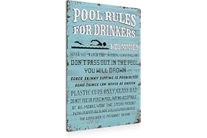 BEASTZHENG Swimming Pool Rules for Drinkers Sign Metal Tin Sign Wall Decor Blue Pool Sign for Home Decor Gifts - 8x12 Inch