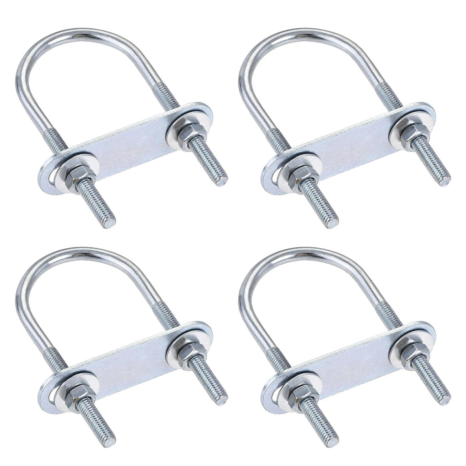 TA-VIGOR 4 sets M6 Round U-Bolts, 40mm Inner Width 90mm Length Steel U-Bolts with Nut, Plate, Washer for Attaching Piping Conduit Cable Tube Brackets Boat Trailer