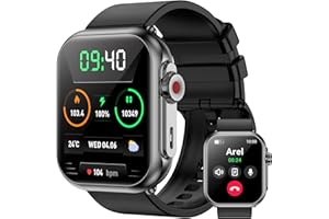 Jacoosa ‌Smart Watch for Men Women – 1000mAh Battery, 100-Day Standby, 1.85" HD Screen, 110+ Sport Modes, IP68 Waterproof, Heart Rate & Sleep Monitor, Android/iPhone (Black)