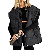 Ainangua Women's Puffer Vest Stand Collar Zipper Sleeveless Jackets Winter Lightweight Vests Warm Padded Jacket Coat