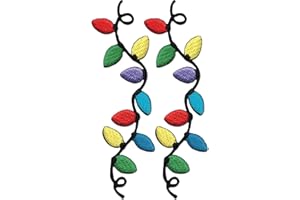 Laughing Lizards Christmas Light Patches (2-Pack) Iron On Embroidered Holiday Appliques - Festive & Colorful Embellishments for Clothing, Jackets, Backpacks, and Decorations (Christmas Lights)