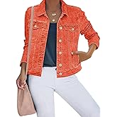 luvamia Women's Basic Button Down Stretch Fitted Long Sleeves Denim Jean Jacket