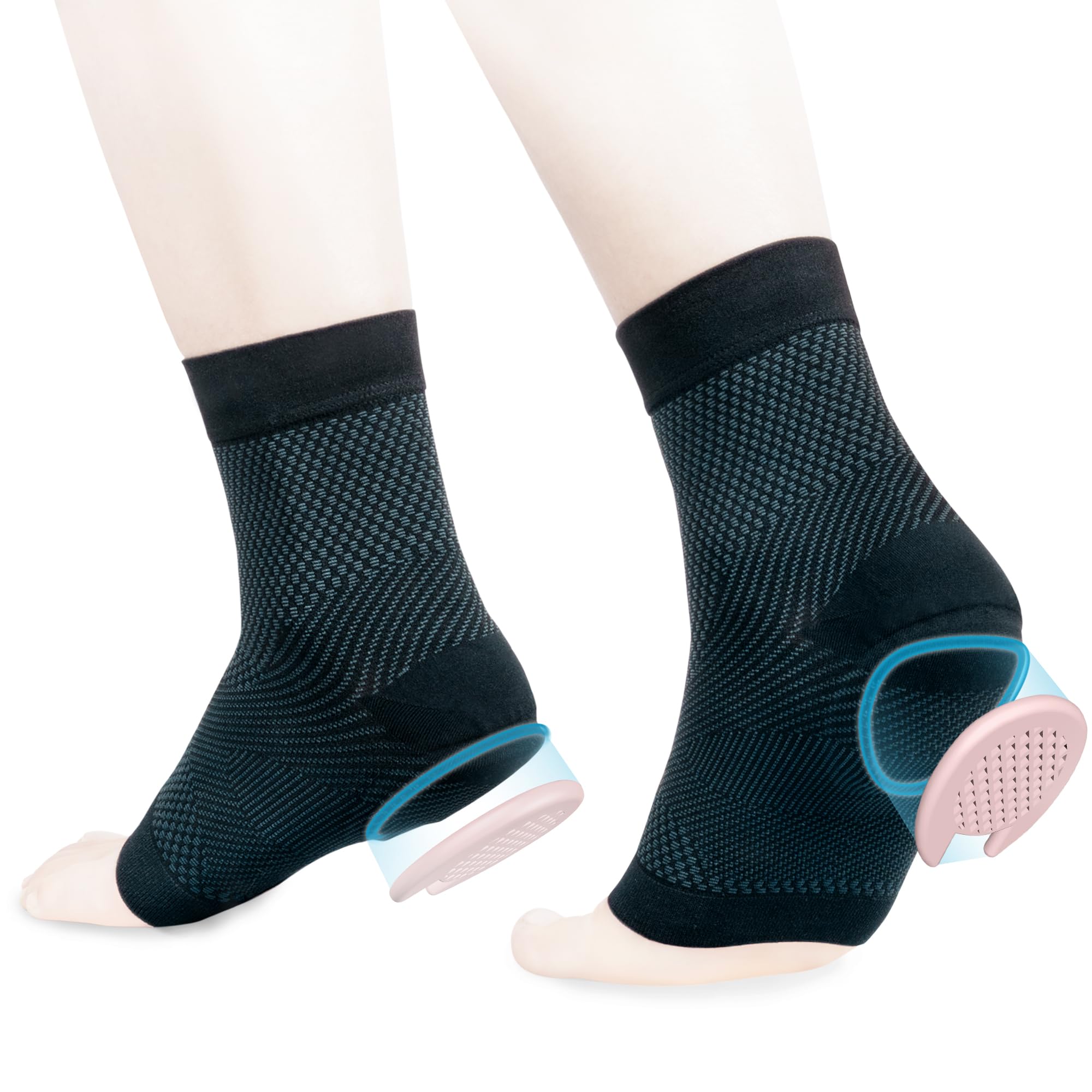 Photo 1 of WalkMii Heel Protector Compression Sleeve Socks (1 Pair), Heels Cushion Cups Support for Pain Relief, Heel Spurs, Cracked Foot, Tendonitis - Improved Version (S/M)