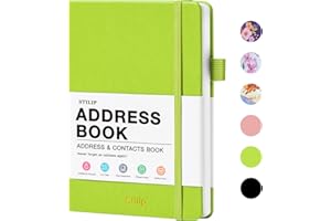 Stilip Address Book with Alphabetical Tabs - Large Print Hardcover for Organizing Contacts, Handy Size Small Address Book for All Your Important Information in One Place - Green