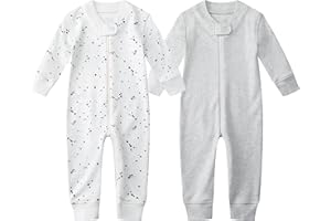 Owlivia Organic Cotton Baby Boy Girl Zip up Sleep N Play, Footless, Long Sleeve Pajamas
