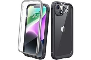 Diaclara Designed for iPhone 14 Case, Full Body Rugged Case with Built-in Touch Sensitive Anti-Scratch Screen Protector, with Camera Lens Protector for iPhone 14 6.1" (Black and Clear)