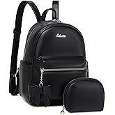 Eslcorri Mini Backpack Purse for Women - Girls Bowknot Fashion Backpack Small Leather Cute Travel Daypacks with Wallet 2-PCS Casual Ladies Convertible Shoulder Handbag - Black