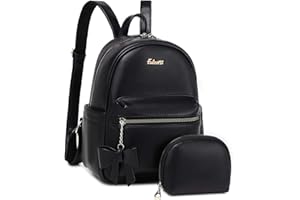 Eslcorri Mini Backpack Purse for Women - Girls Bowknot Fashion Backpack Small Leather Cute Travel Daypacks with Wallet 2-PCS Casual Ladies Convertible Shoulder Handbag - Black
