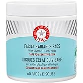 First Aid Beauty - Facial Radiance Pads with Glycolic & Lactic Acids, Daily Exfoliating Pads with AHA, Visibly Smaller Pores, Help Tone & Brighten Skin, One-Step Makeup Prep, Compostable, 60