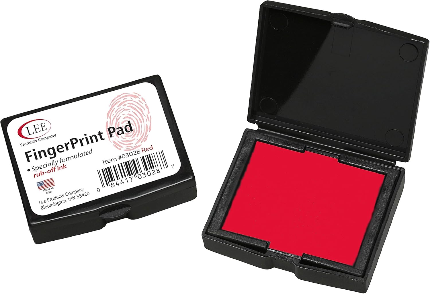 Lee Prodcuts Inkless Fingerprint Pad, Red Ink Office