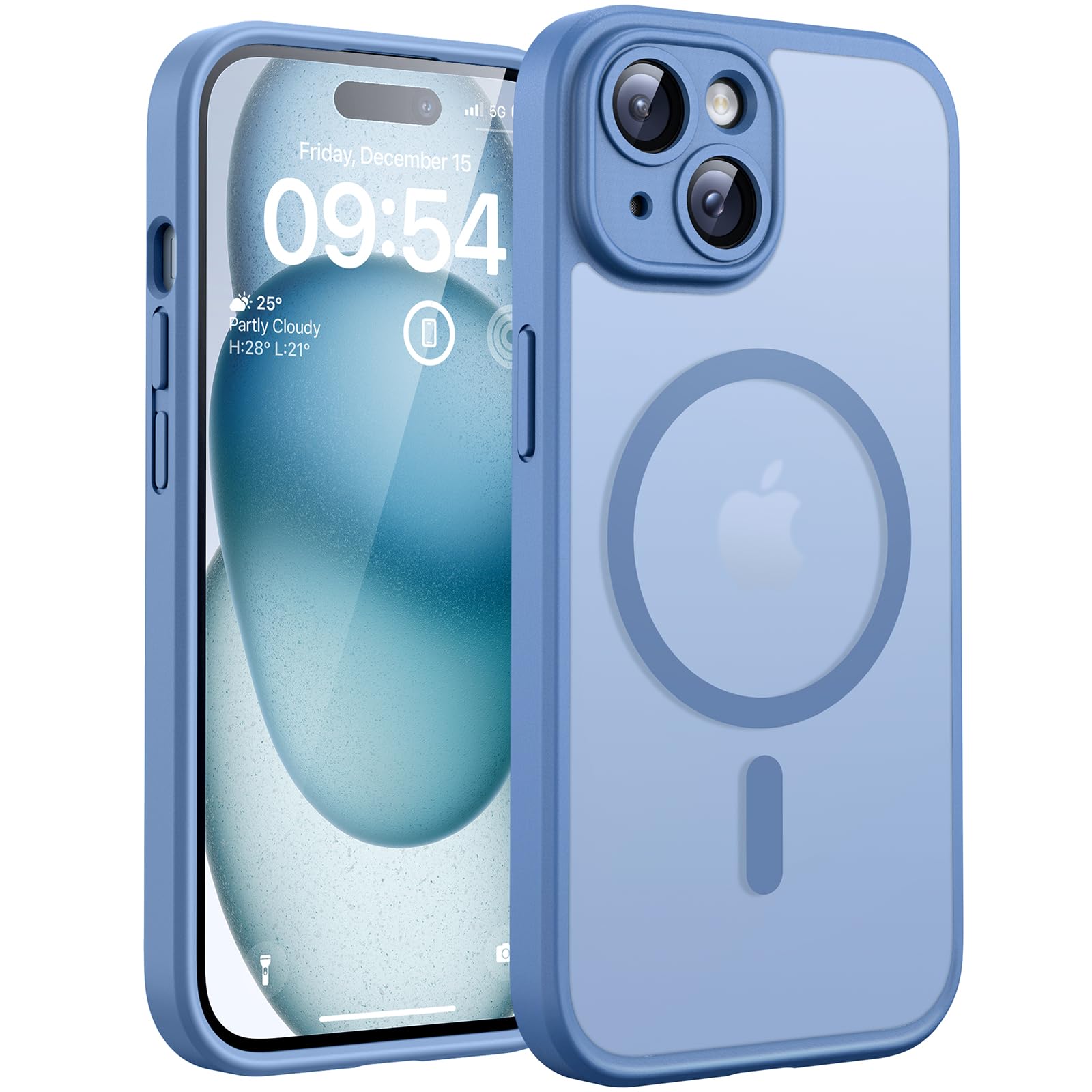 TOCOL Magnetic for iPhone 15 Case 6.1-Inch, Fit for MagSafe, Upgraded [Full Camera Protection], [14FT Military Grade Drop Tested] Shockproof Slim Translucent Matte Back Phone Cover (Light Blue) — image 1