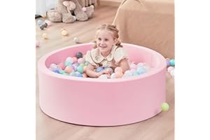 Zmarthumb Ball Pit for Toddlers, Foam Ball Pits, Indoor Outdoor Soft Round Ball Playpen, 35.4” x 11.8” Ball Pool(Pink), Balls not Included