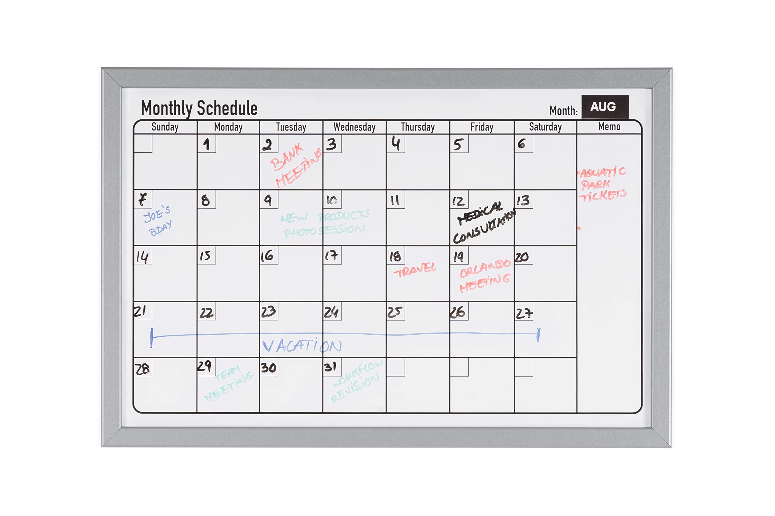Bi-Office Magnetic Monthly Planner Drywipe Board 400 x 600mm