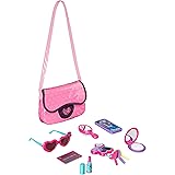 Amazon Basics Pretend Play Purse Toy For Kids Ages 3 and Up, Handbag Including Smartphone, Sunglasses, Makeup Compact, Keys a