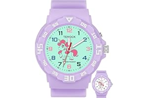 TENOCK Kids Analog Watch for Boys Girls, Dinosaur Unicorn Learn to Tell Time Watch with Night Light, Waterproof, Military Time, Soft Band Watches for Ages 4-10 Great Birthday Gift