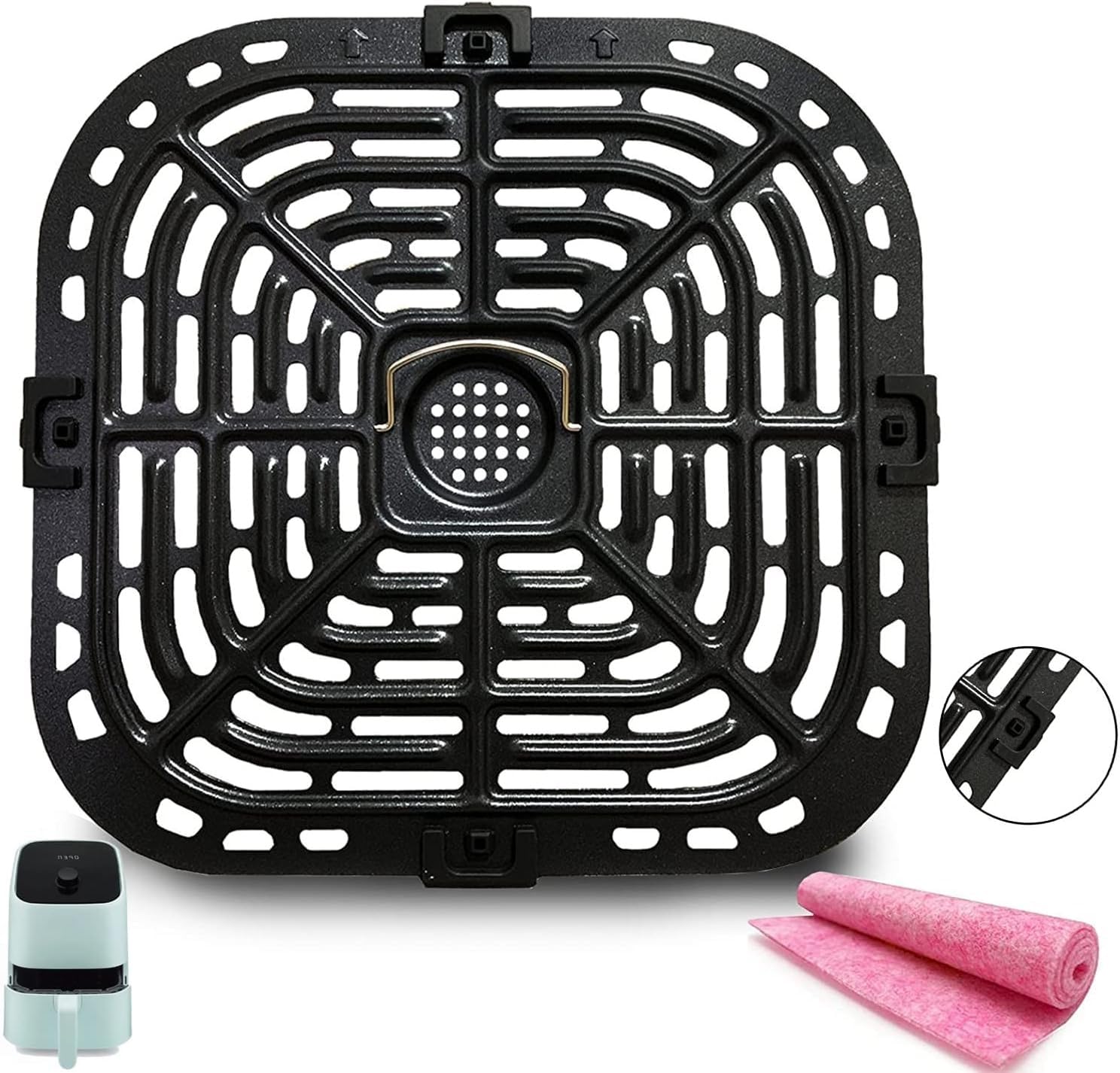Photo 1 of HEISENLIN Air Fryer Grill Crisper Tray, 2.0 QT, Black, Dishwasher Safe