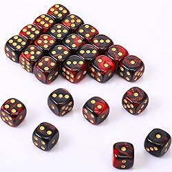 TecUnite 25 Pieces Colored Dice 6 Sided Dice Set, 6