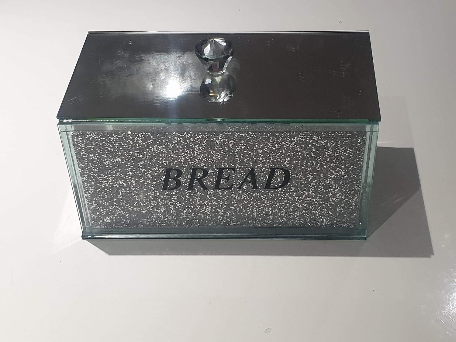 TOV® XL Silver Crushed Diamond Crystal Mirrored Bread Bin Container Kitchen - Image 4