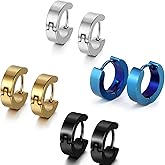 Aroncent Stainless Steel Hoop Earrings: 3-8 Pairs Men Small Hoop Huggie Hinged Earrings Set for Men Women 4mm Valentine Day Gifts