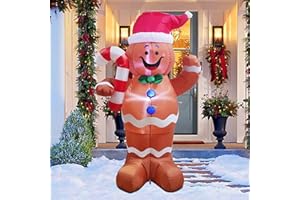 Joiedomi Christmas Gingerbread Inflatable Yard Decoration, 5ft LED Lighted Self-Inflatable Gingerbread Man with Candy Canes Perfect for Xmas Party Indoor Outdoor Yard Lawn Garden Decoration