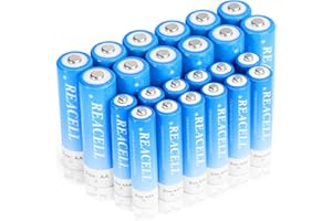 REACELL Rechargeable AA AAA Battery Combo 24 Pack, High Capacity 1.2V NiMH AA and AAA Rechargeable Batteries (12 Pack 2800mAh Double A Batteries & 12 Pack 1100mAh Triple A Batteries)
