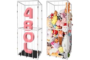 FUILEE Extra Large Stuffed Animal Storage for Corner Organizer,Premium PVC Material with Elastic Cord Hold Up to 250 Plush Toys,Stuffed Zoo Animal Holder and Collection for Playroom-Birthday Gift for Nursery
