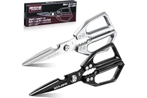 Dream Reach 2 Pack Kitchen Scissors, Premium All-Metal Kitchen Shears, Heavy Duty Poultry Shears for Food, Food-Grade Stainle