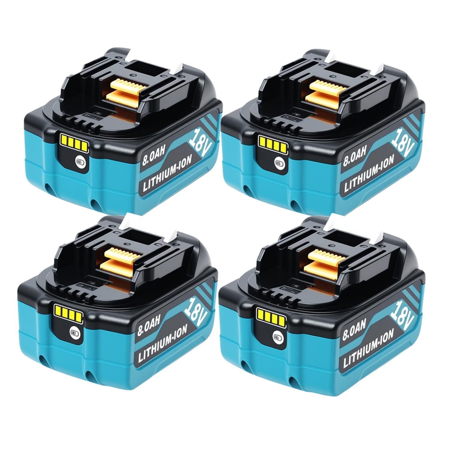 Photo 1 of HAPPLYS 4-Pack 18V 8A Replace for Makita 18V Battery Compatible for Makita 18v Batteries BL1860B BL1850B BL1840B BL1830B BL1815B Cordless Tools