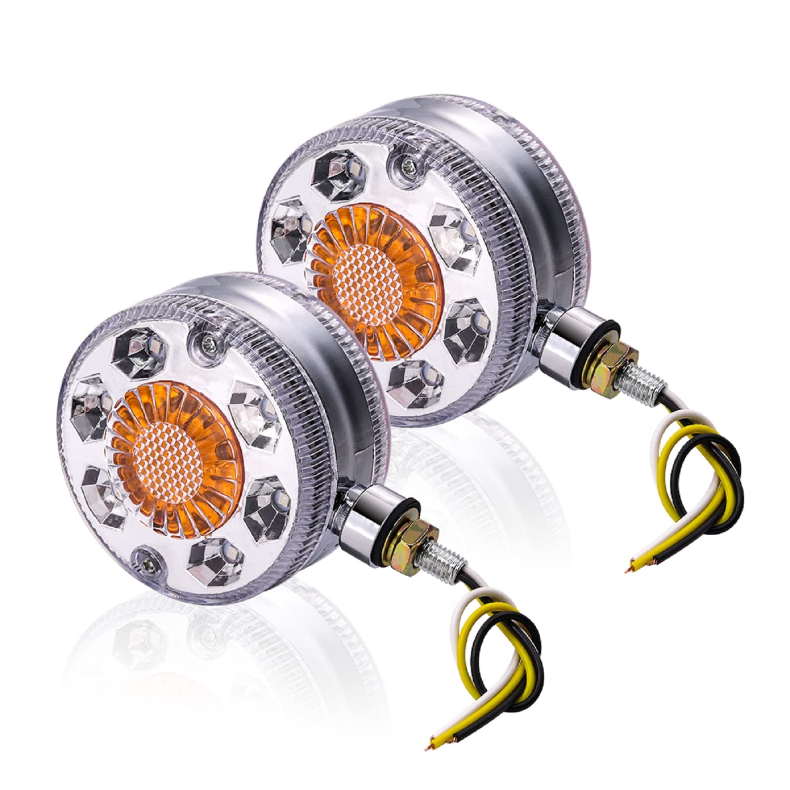 YnGia Trailer Light 24 LED Double Face Side Marker Lights, 2PCS Round Truck Rear Stop Light Turn Signal Waterproof 12V 24V Red White Amber Brake Light Indicator