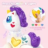 hahaland Unicorn Toys for 1 Year Old Girls Musical Light Up Interactive Travel view 3