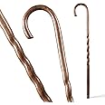 Brazos Handcrafted Wood Walking Cane, Twisted Oak, Crook Style Handle, for Men & Women, Made in The USA, 37"