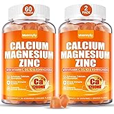 Calcium 1200 mg with Vitamin D3 Gummies for Adults - Calcium Citrate with Vitamin D3 K2, Magnesium, Zinc, Boron, Copper and Ashwagandha - Extra Absorption Calcium Supplement for Women Men