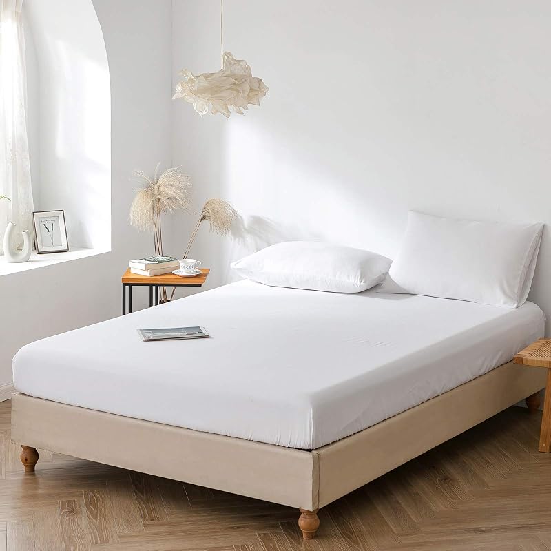 Good Nite King Size Fitted Sheet 25CM Deep Pocket Soft White Bedding