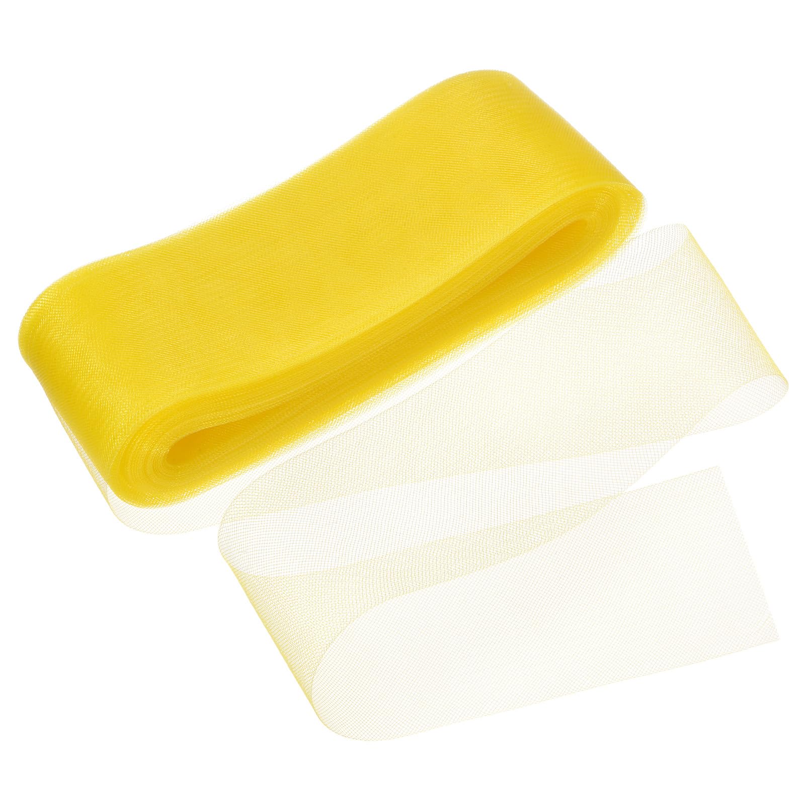 M METERXITY Stiff Horsehair Braid 4 Inch Wide 50 Yards Soft Polyester Horsehair Braid Roll for Wedding Dress/Dance Formal Dress Accessories/Skirt Boning Sewing Shaping [Yellow]