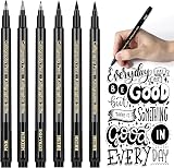 APOGO Calligraphy Pens 6 Pack Beginner Brush Pen Set Black Inks