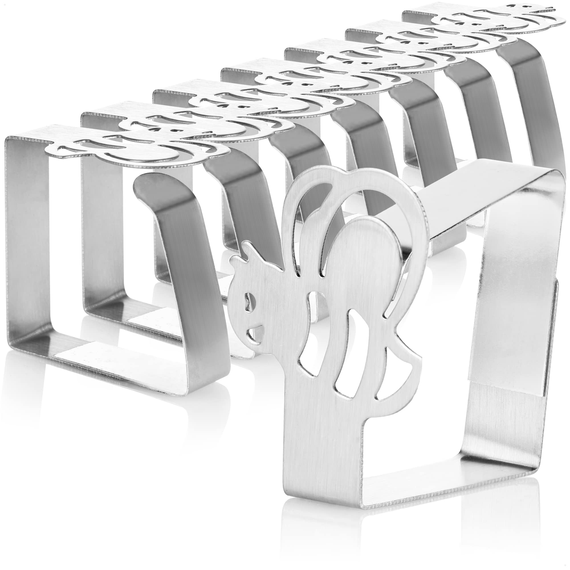 com-four® 8x premium tablecloth clips made of stainless steel - cloth holders for table linen - table clips for inside and outside - metal clips (08 pieces/bumblebee)
