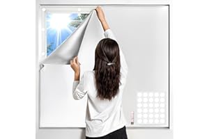 DUOFIRE Blackout Curtains for Bedroom 40" x 57", Portable Window Blackout Blinds No Drill Room Darkening 100% Black Out Shades Temporary Black Out Window Cover for Nursery Travel RV (Silver-Silver)