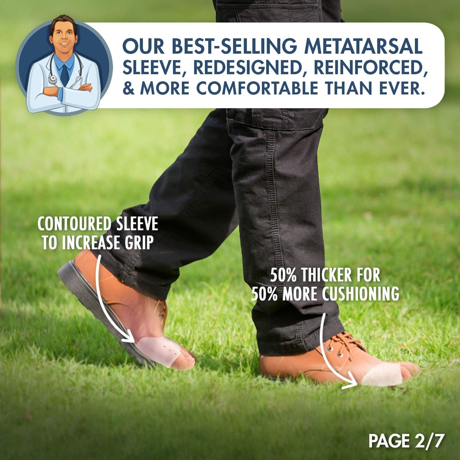 Dr. Frederick's Original Metatarsal Sleeves Plus - 4 Pieces - 50% More Cushioning - Fit Guarantee - Metatarsal Pads for Women & Men: Health & Personal Care