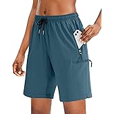 SANTINY Women's 5''/ 7''/9'' Hiking Cargo Shorts Quick Dry Lightweight Summer Shorts for Women Athletic Golf Zipper Pockets