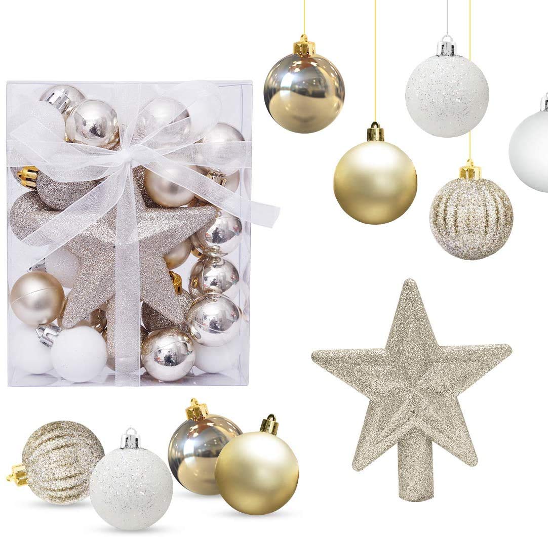 ZOYUBS Christmas Ornaments Balls Christmas Balls 3cm Tree Top Stars Ornate Christmas Tree Ornaments Decoration Ball Set Christmas Tree Ornaments 3cm Ball Christmas Tree Decoration Ball Hanging Large