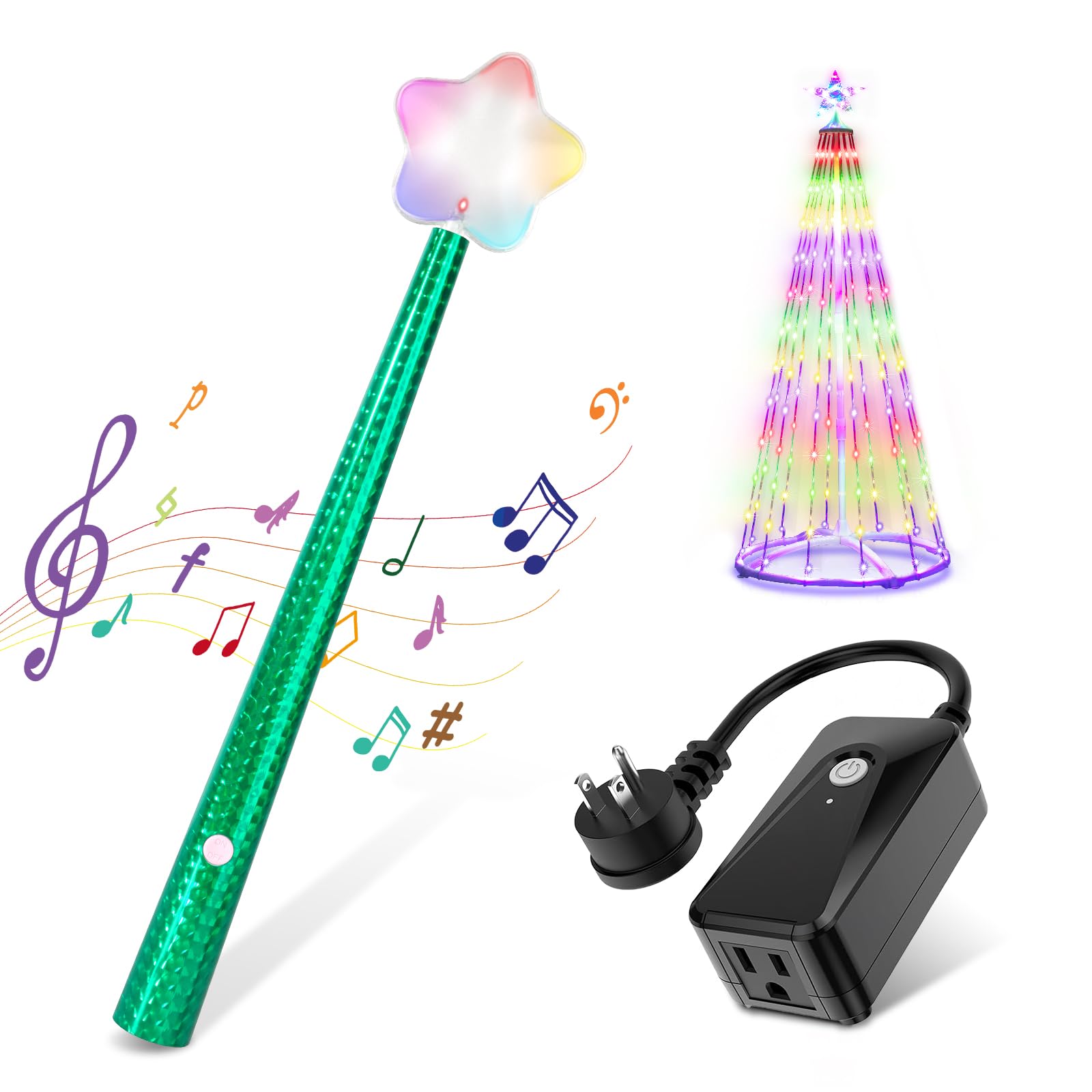Photo 1 of Magic Christmas Light Wand,Wireless Remote Control Outlet for Christmas Tree Lights and Home Decoration Lights,Remote Magic Switch Kit with Music Surpised for Kids,Green