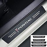 Yuanxing 4pcs Carbon Fiber Compatible fit Pontiac Car Door Front/Rear Sill Plate Protectors, Decorative Door Guard Door Thres