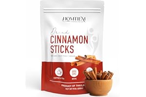 Homtiem Organic Dried Cinnamon Sticks 9 Oz (255 Gram), Non-GMO, Vegan, For Desserts or Cooking, Natural aromatic, Adds flavor