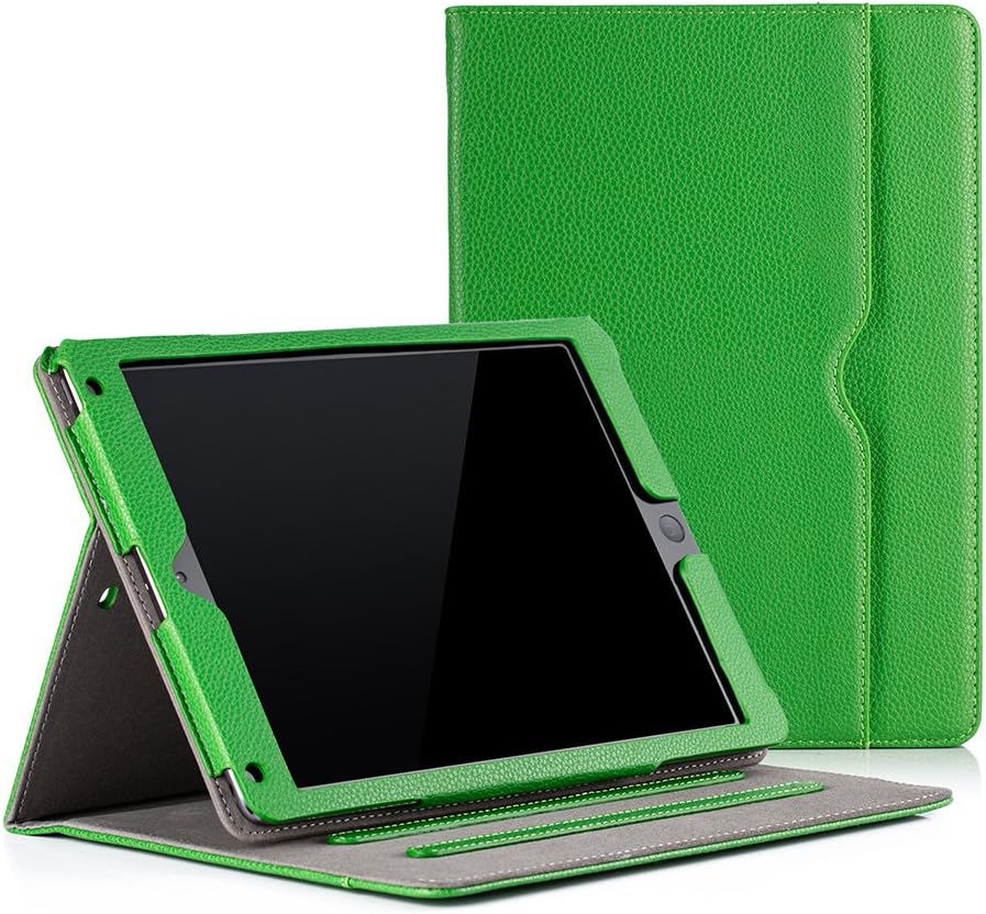 RUBAN Case Compatible with iPad 9.7 Inch 2018/2017 / iPad Air 2 / iPad Air 1 - [Corner Protection] Multi-Angle Viewing Folio Stand Cover with Pocket, Auto Wake/Sleep (Green)