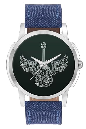 Wrist Watch for Men - BigOwl Guitar Printed Dial Analogue Branded Fashion Watches for Boys - Best Casual Analog Leather Band Watch (Perfect Gift for Guitar Lovers)