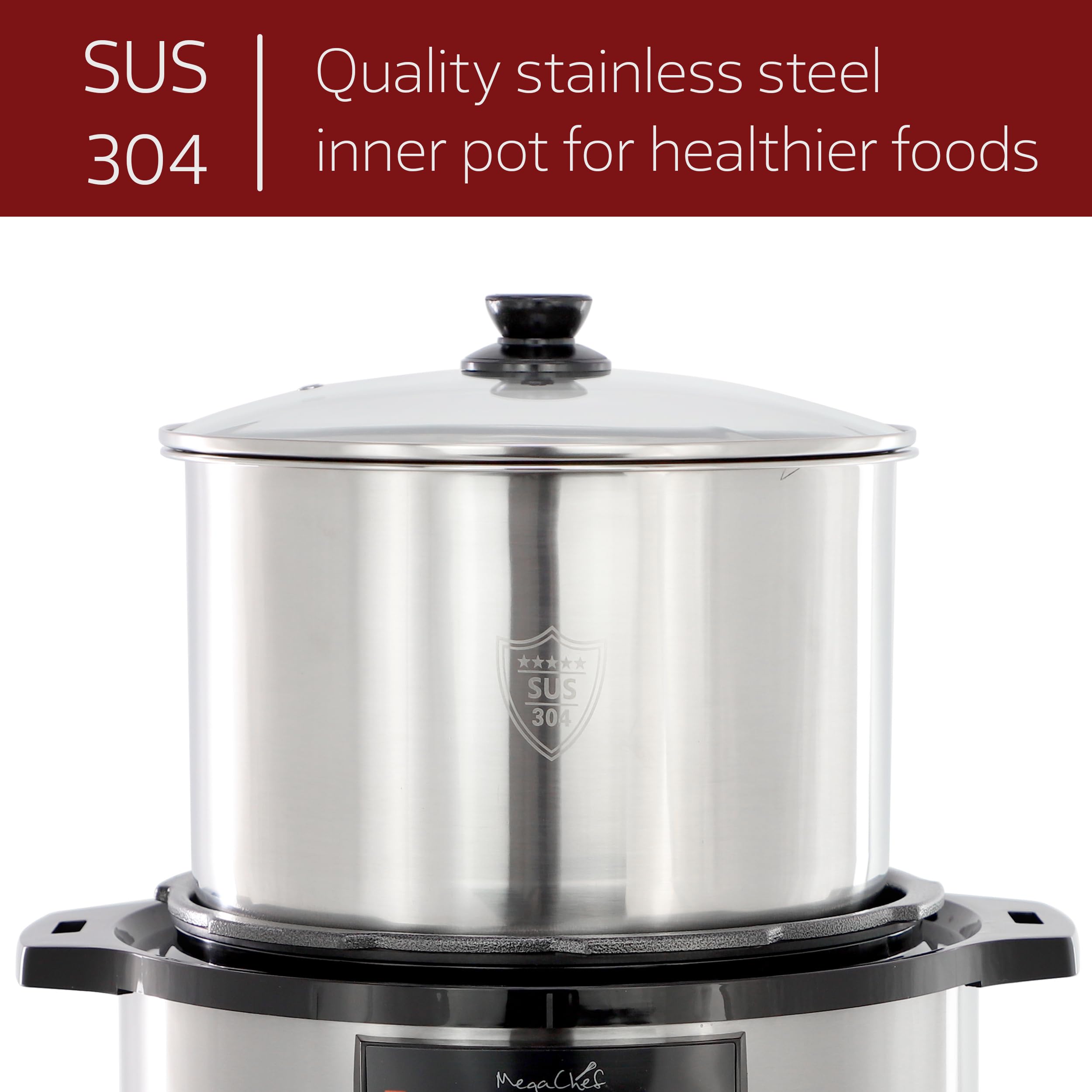 MegaChef 12 Quart Electric Digital Pressure Cooker, Multi-Cooker with 15 Preset Cooking Functions, Stainless Steel Cooking Pot and Glass Lid