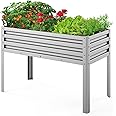 mestyl Galvanized Raised Garden Bed Outdoor for Vegetables Flowers Herb, 48 X 24 X 32in Elevated Metal Planter with Legs, Metal Garden Box for Gardening Backyard, Easy Assembly, Silver